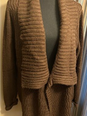 Merona Brown Ribbed Open-Front Knit Cardigan